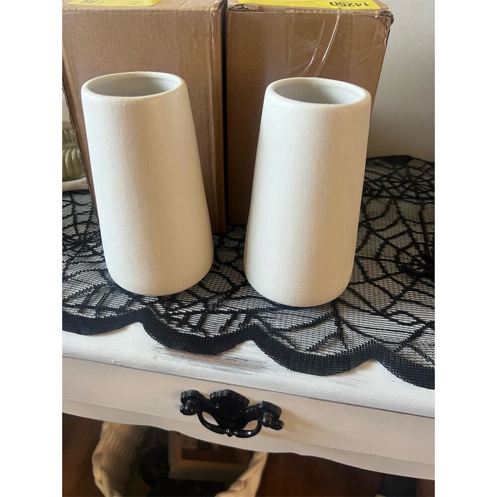 The Wild Flora Minimalist White Ceramic Vase Set - Home & Office Decor